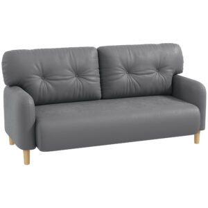 58" 2 Seat Sofa, Modern Love Seats Furniture, Upholstered 2 Seater Couch, Solid Wood Frame, Grey