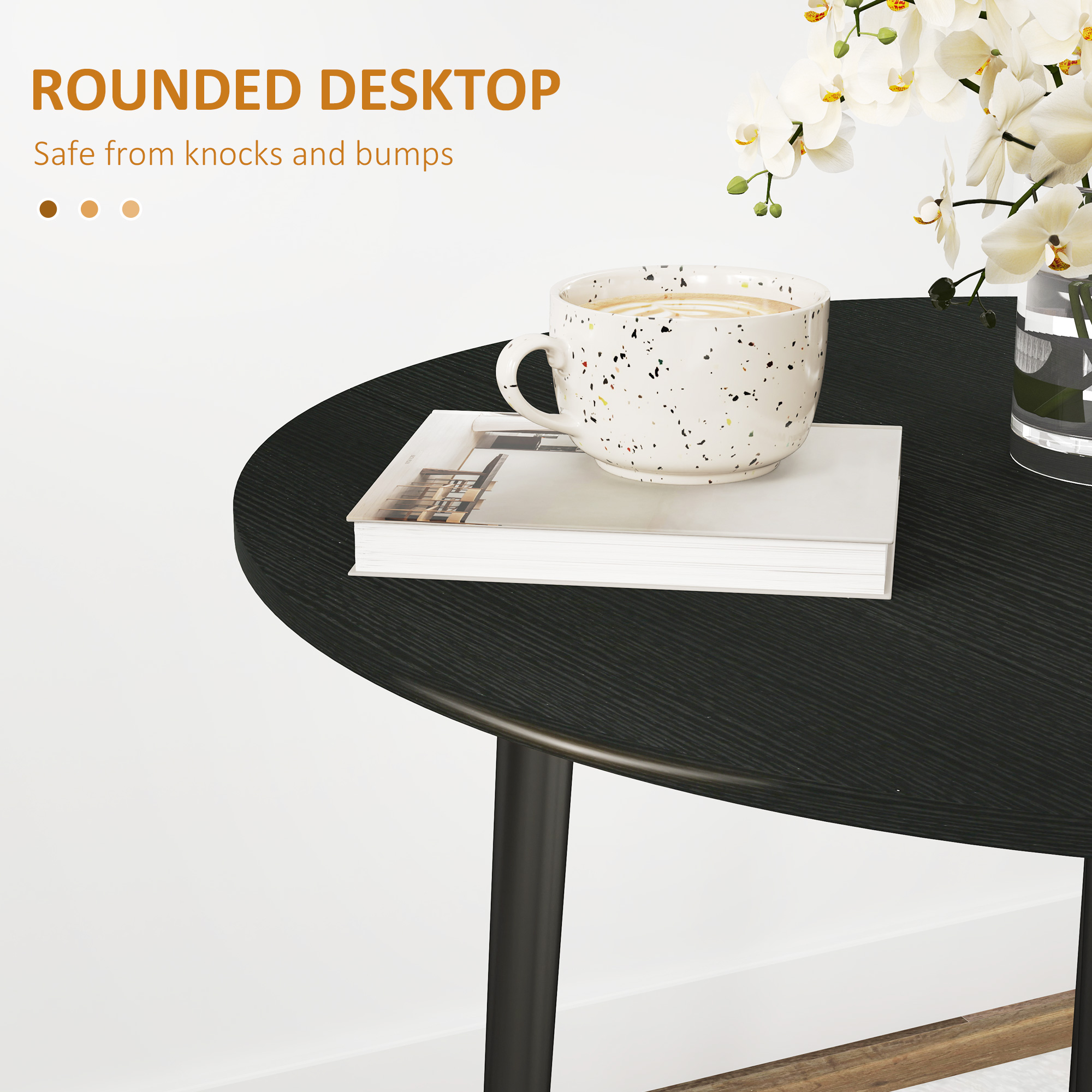 Folding Dining Table, Round Drop Leaf Kitchen Table for Small Spaces with Wood Legs, Distressed Black - Image 5