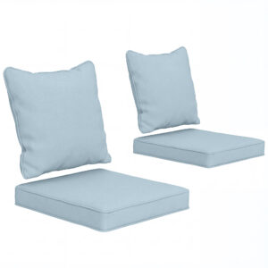 Seat Cushion Back Pillows Replacement Set of 2, Patio Chair Cushions Set for Indoor Outdoor, Light Blue