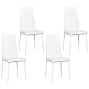 Modern Dining Chairs, Set of 4, High Back PU leather Upholstery and Metal Legs for the Living Room, Kitchen, Home Office, White