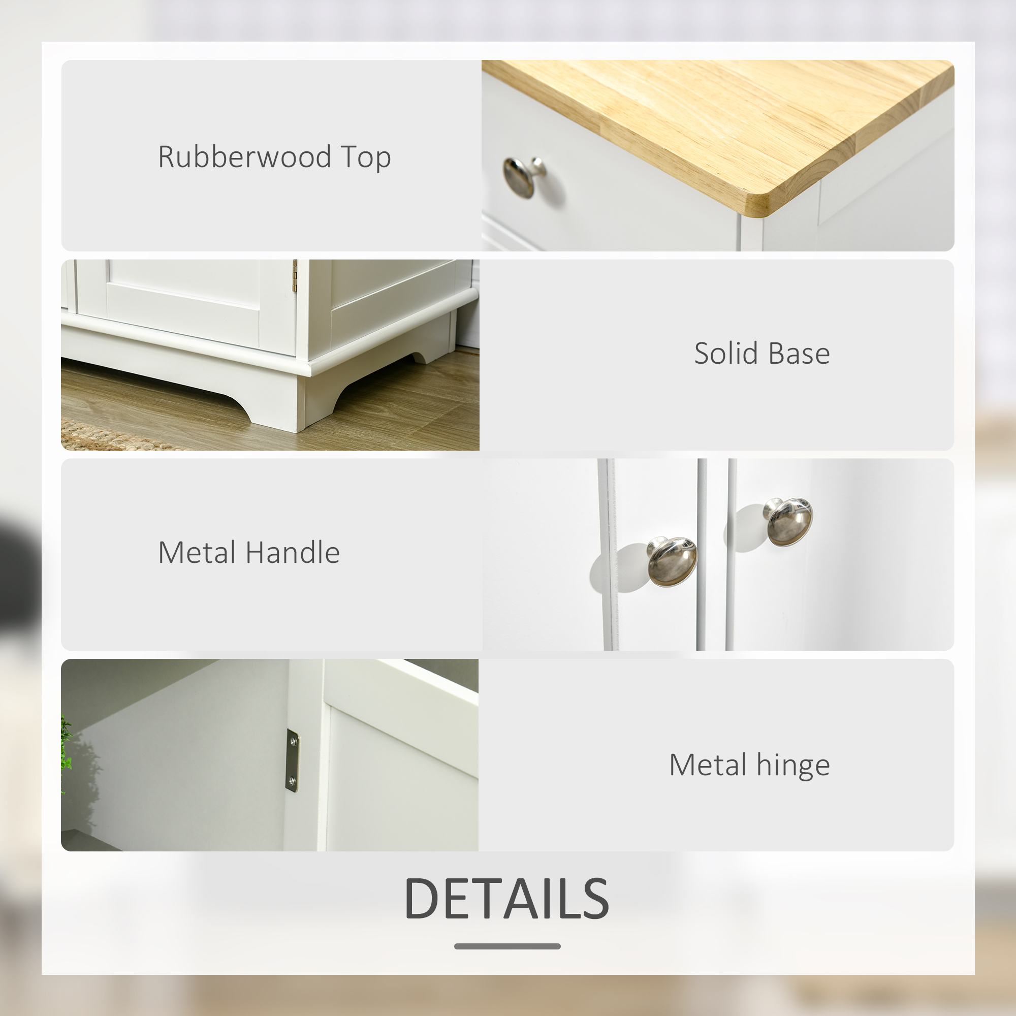 Modern Sideboard, Buffet Cabinet with Storage Cabinets, Drawers and Adjustable Shelves for Living Room, White - Image 4