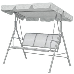 3-Seater Outdoor Swing Chair, Patio Swing, A Frame Porch Swing with Canopy, Garden Hammock Glider Bed, Light Grey