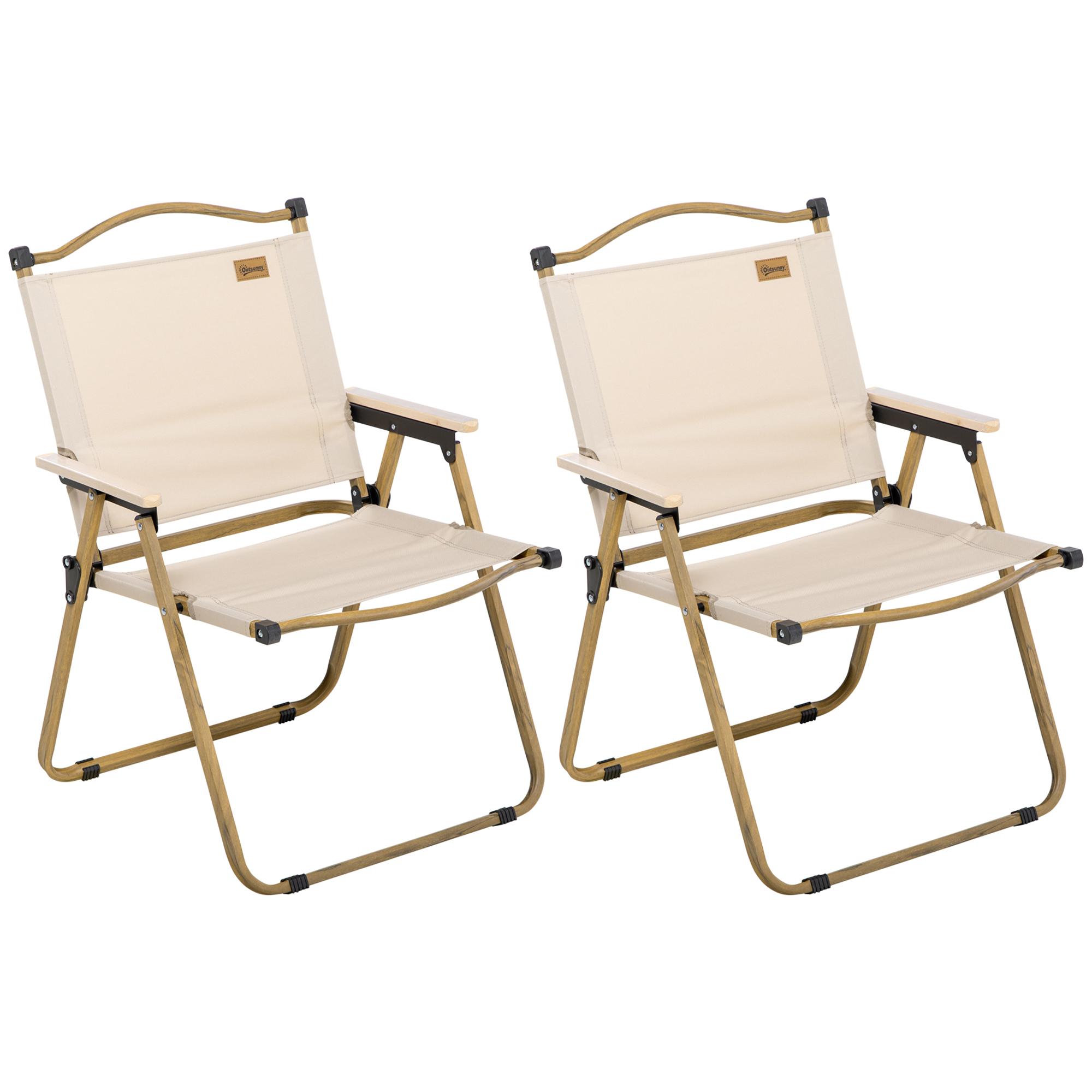 Set of 2 Camping Chair, Lightweight Folding Chair, Portable Armchairs, Excellent for Festivals, Fishing, Khaki