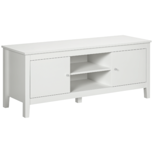 Modern TV Stand for TVs up to 55", TV Bench with Storage Cupboards and Shelves, 47.2" x 16.7" x 19.7", White