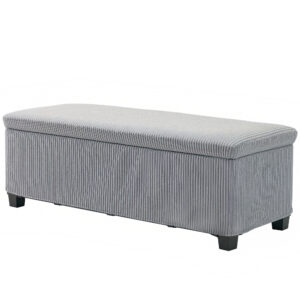44 Inches Ottoman with Storage, Lid, Legs, Corduroy End of Bed Bench for Living Room, Bedroom, Entryway, Light Grey