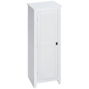 48" Farmhouse Kitchen Pantry Storage Cabinet with Barn Door, Kitchen Pantry Cabinet with Adjustable Shelves, White