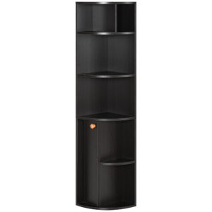 5-Tier Corner Bookcase, Storage Bookshelf, Freestanding Display Shelves with Open Compartments and Cabinet for Home Office, Living Room, Study, Black