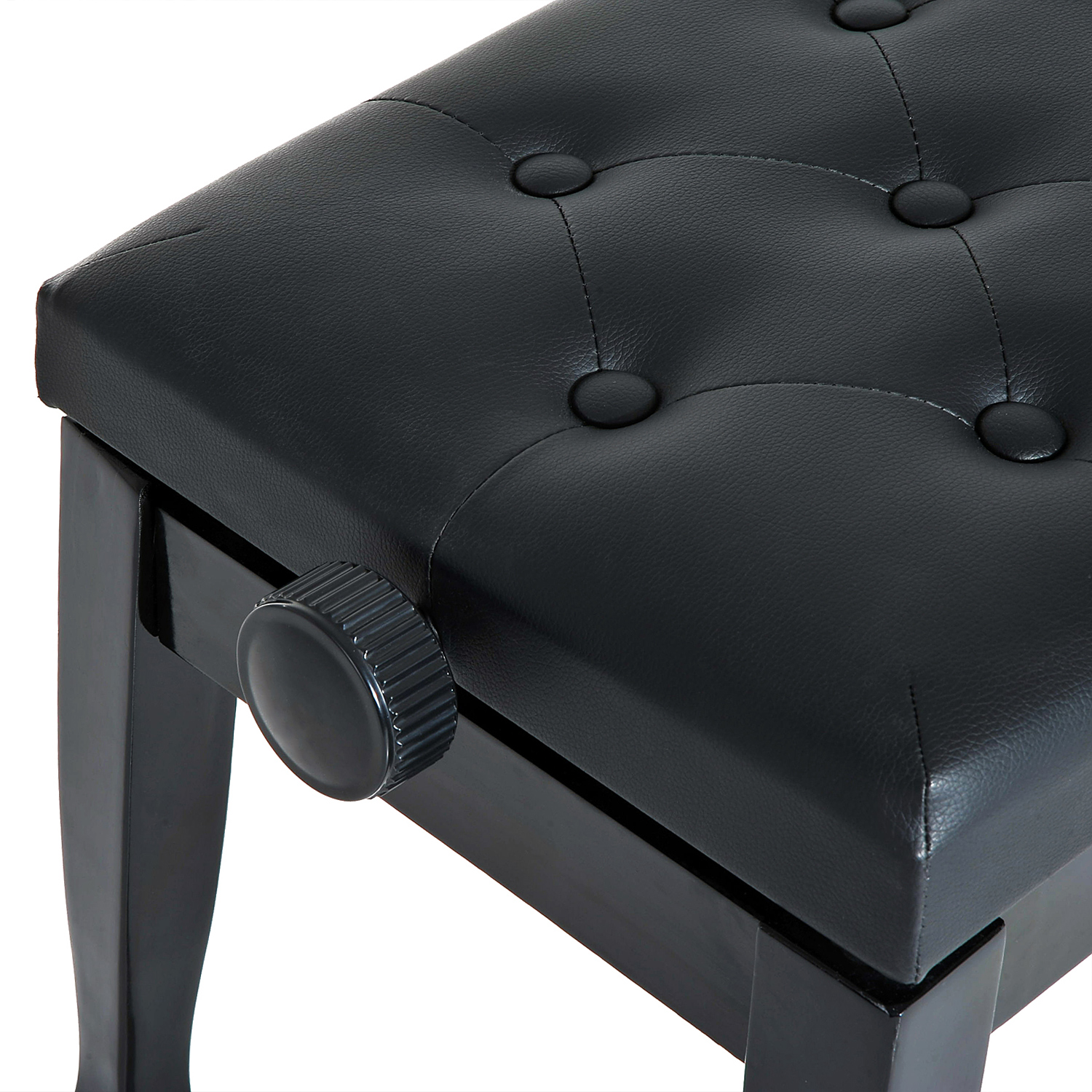 25" Adjustable Height Piano Bench with Padded Cushion, Keyboard Seat with Solid Wood Legs, Black - Image 5