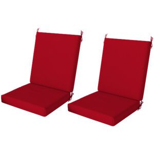 Outdoor Cushions Set of 2 for Dining Chairs, Outdoor Seat Cushions with Back, Fade-Resistant Yarn-Dyed Polyester, Wine Red