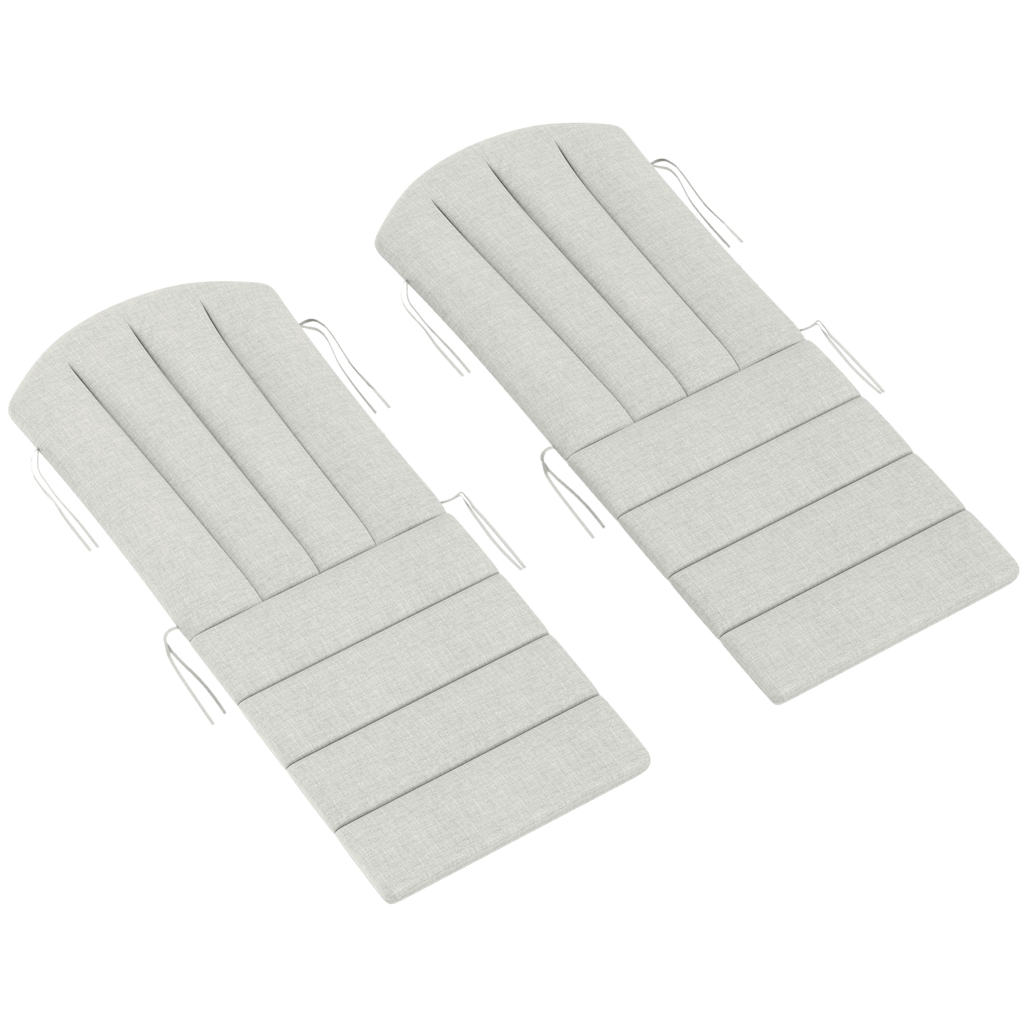 Set of 2 Patio Chair Cushions, High Back Adirondack Chair Cushion with Ties, High-Density Foam, Light Grey