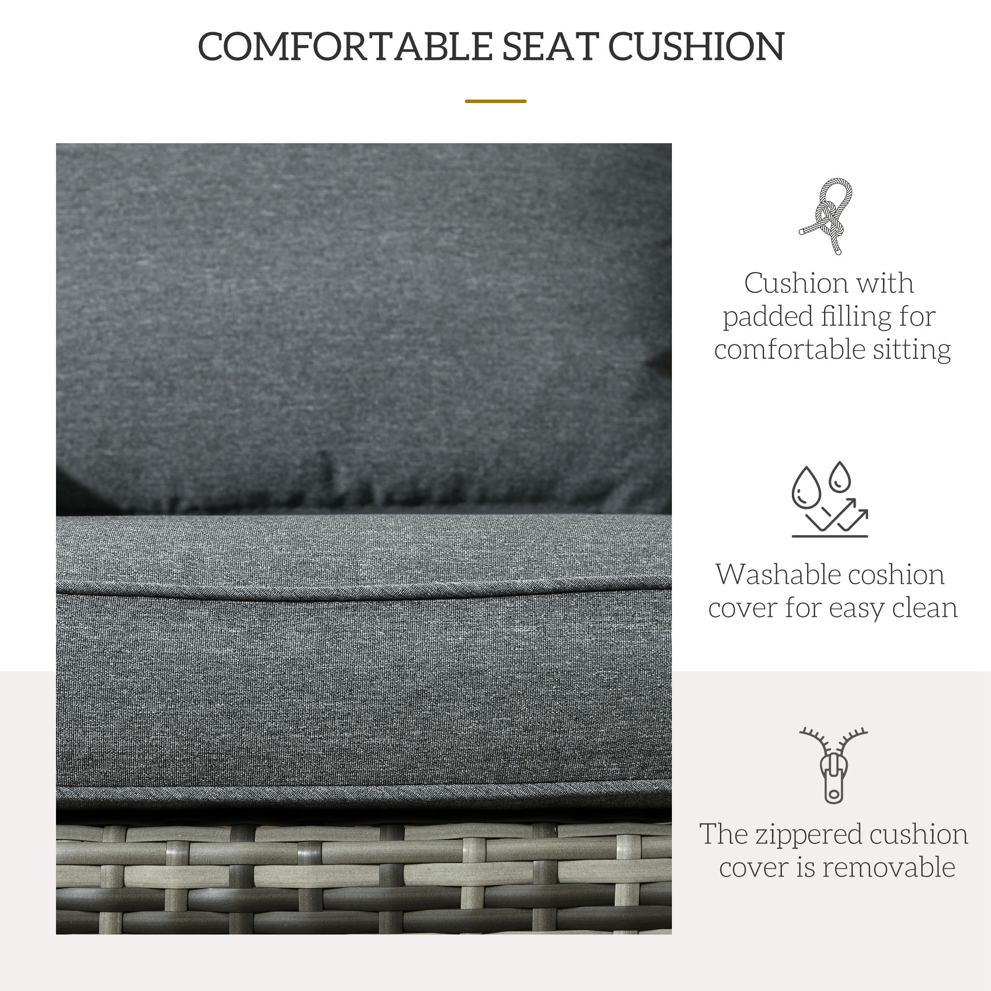 Patio Wicker Adirondack Chair, Outdoor PE Rattan Fire Pit Chair, Muskoka Chair w/ Soft Cushions, Tall Curved Backrest and Comfortable Armrests for Deck Garden, Grey - Image 4
