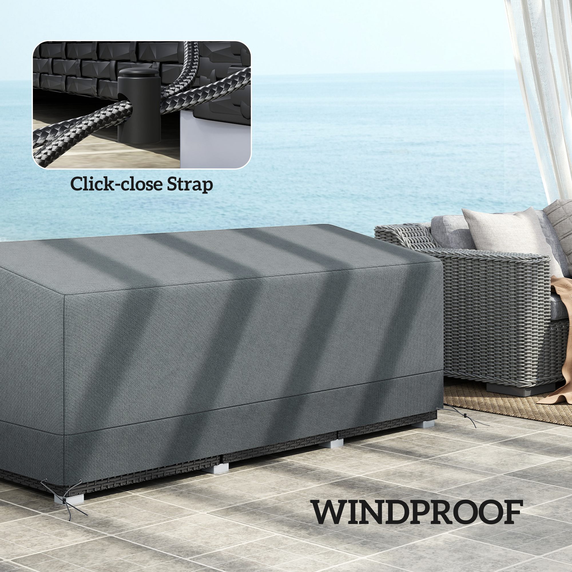 Patio Furniture Covers Waterproof for 3 Seater Sofa, 600D Heavy Duty Oxford Outdoor Patio Cover, 75" x 28.3" x 29.9", Grey - Image 3