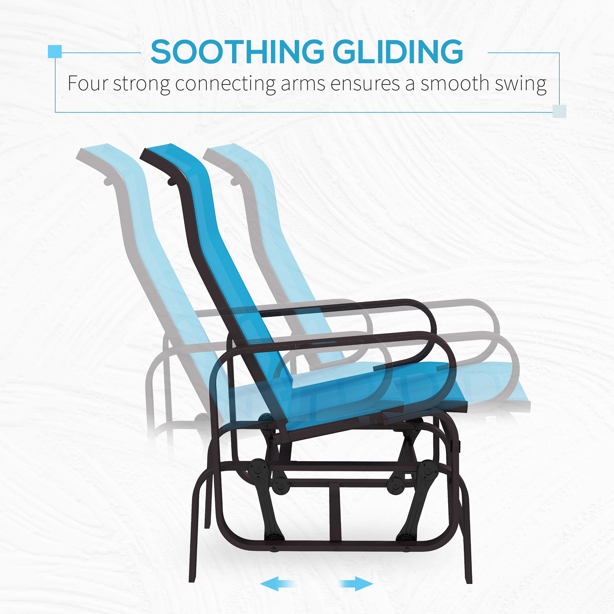 Patio Glider with Breathable Mesh Fabric, Outdoor Glider Chair, Garden Rocking Gliding Seat for Patio, Yard, Porch, Blue - Image 3