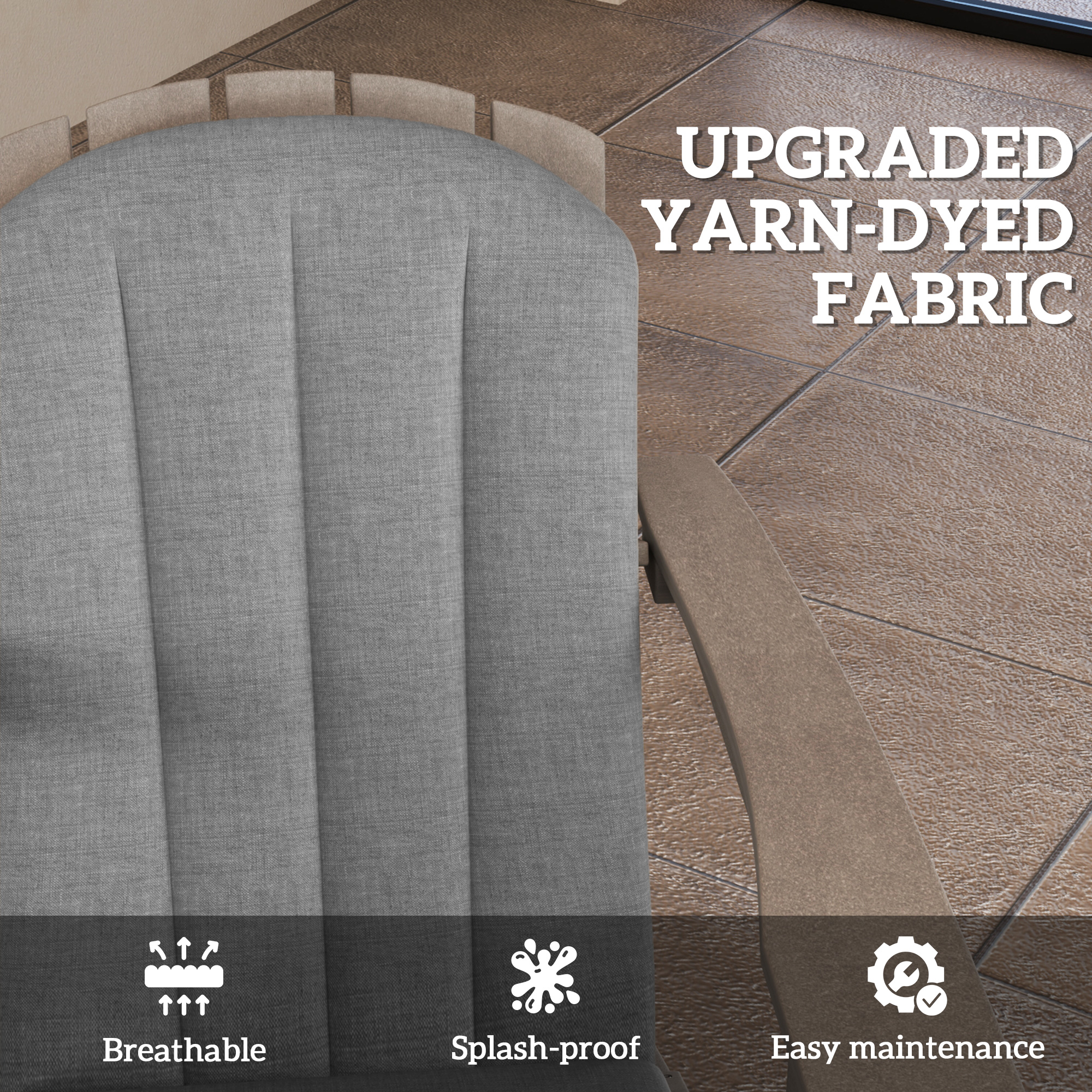 Set of 4 Patio Chair Cushions, High Back Adirondack Chair Cushion with Ties, High-Density Foam, Grey - Image 3