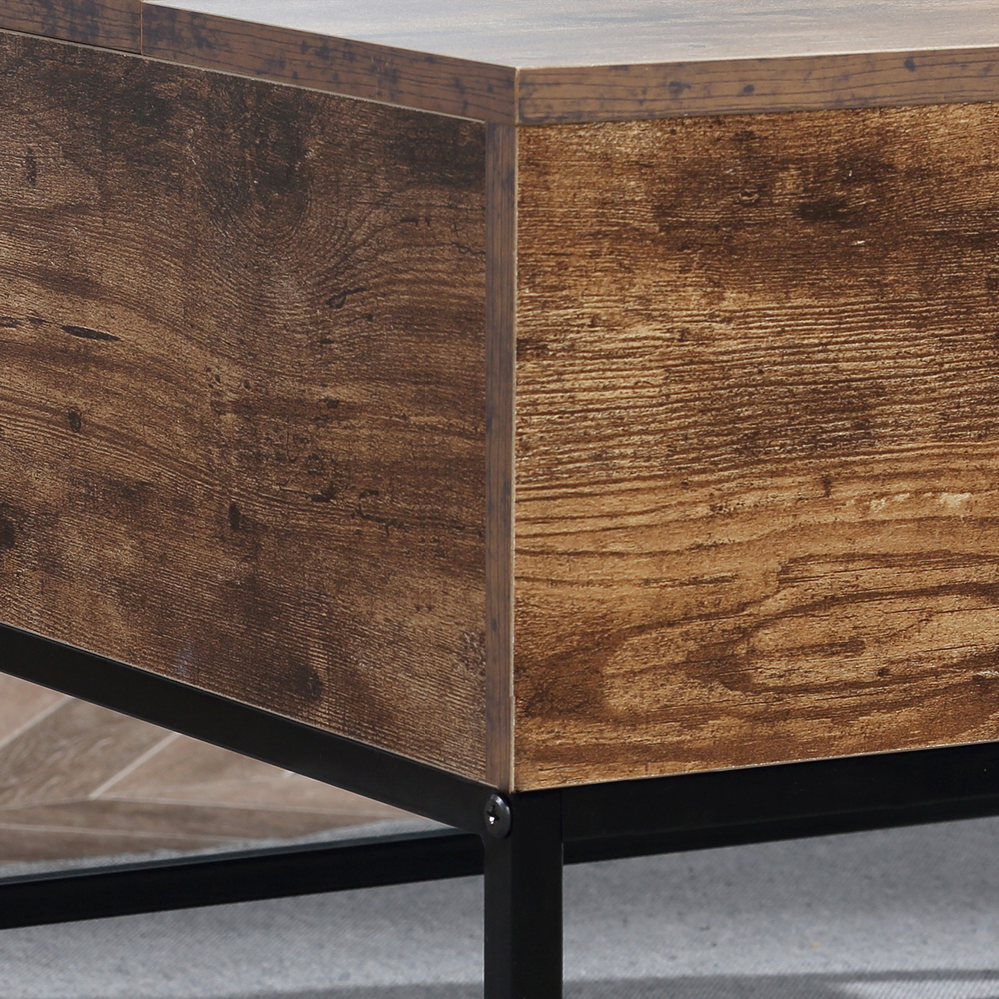 Lift Top Coffee Table with Hidden Storage Compartment Lift Tabletop Center Table for Living Room, Rustic Brown - Image 5