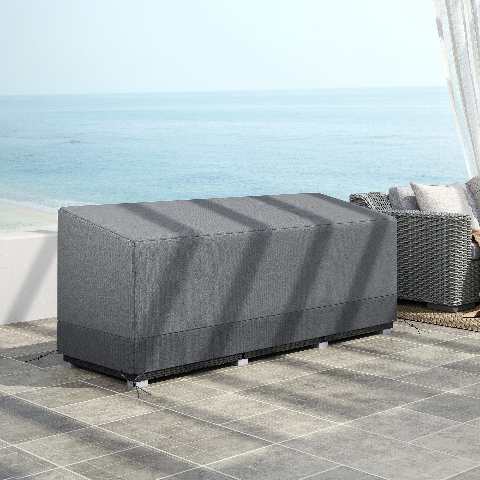 Patio Furniture Covers Waterproof for 3 Seater Sofa, 600D Heavy Duty Oxford Outdoor Patio Cover, 75" x 28.3" x 29.9", Grey - Image 5