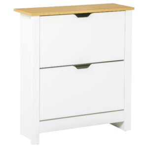Shoe Storage Cabinet with 2 Flip Drawers and Adjustable Shelves for 6-12 Pairs of Shoes, White