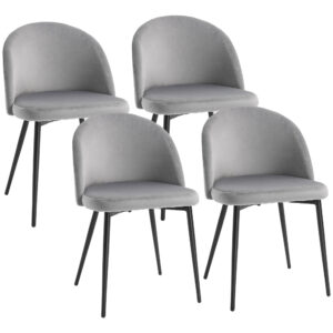 Modern Dining Chairs, Mid-Back Velvet-touch Upholstery Side Chair, Table Chair for Living Room, Dining Room, Grey, Set of 4