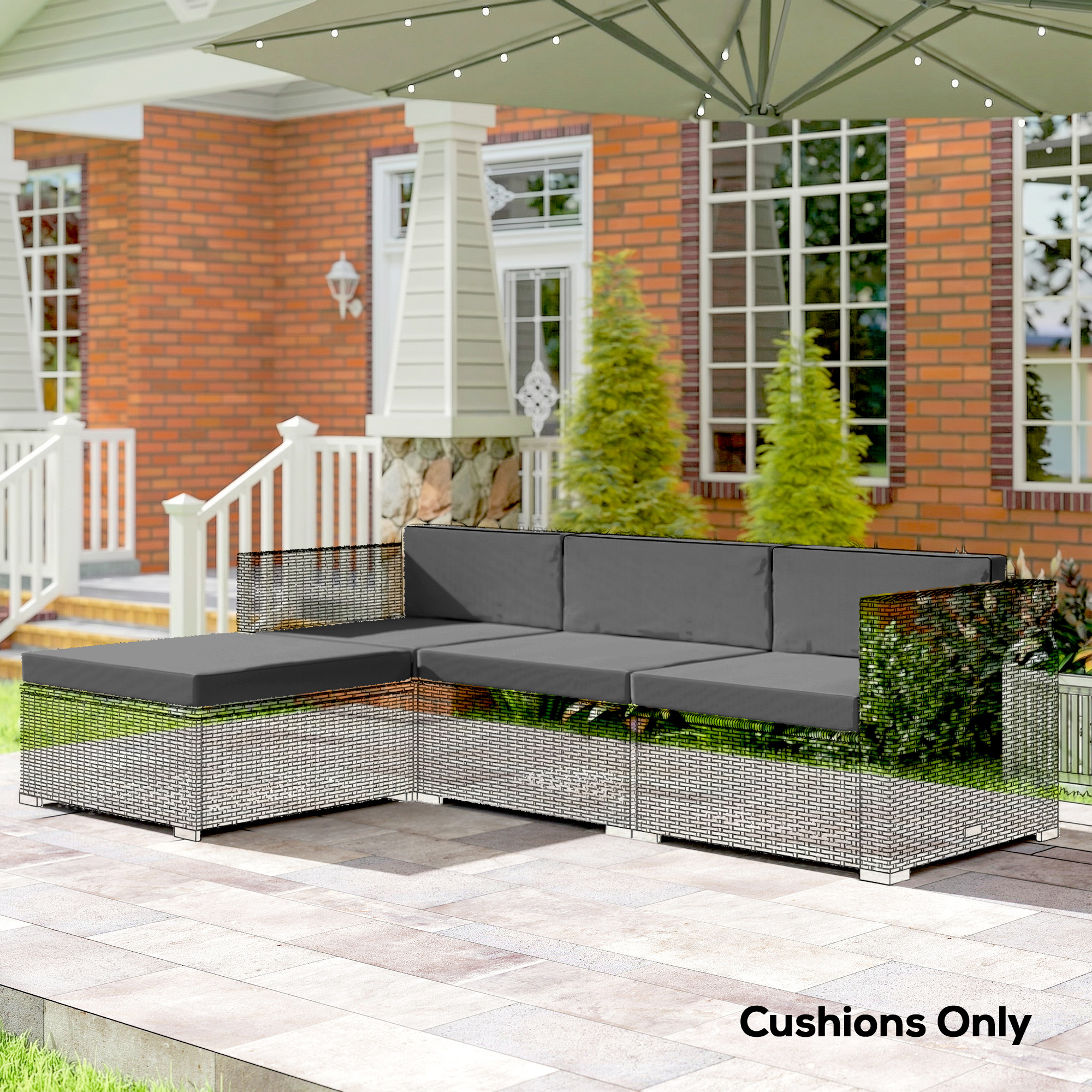 Patio Furniture Cushions Water-Repellent Outdoor Loveseat Cushion Removable Covers 23.6" x 23.6", Grey - Image 6