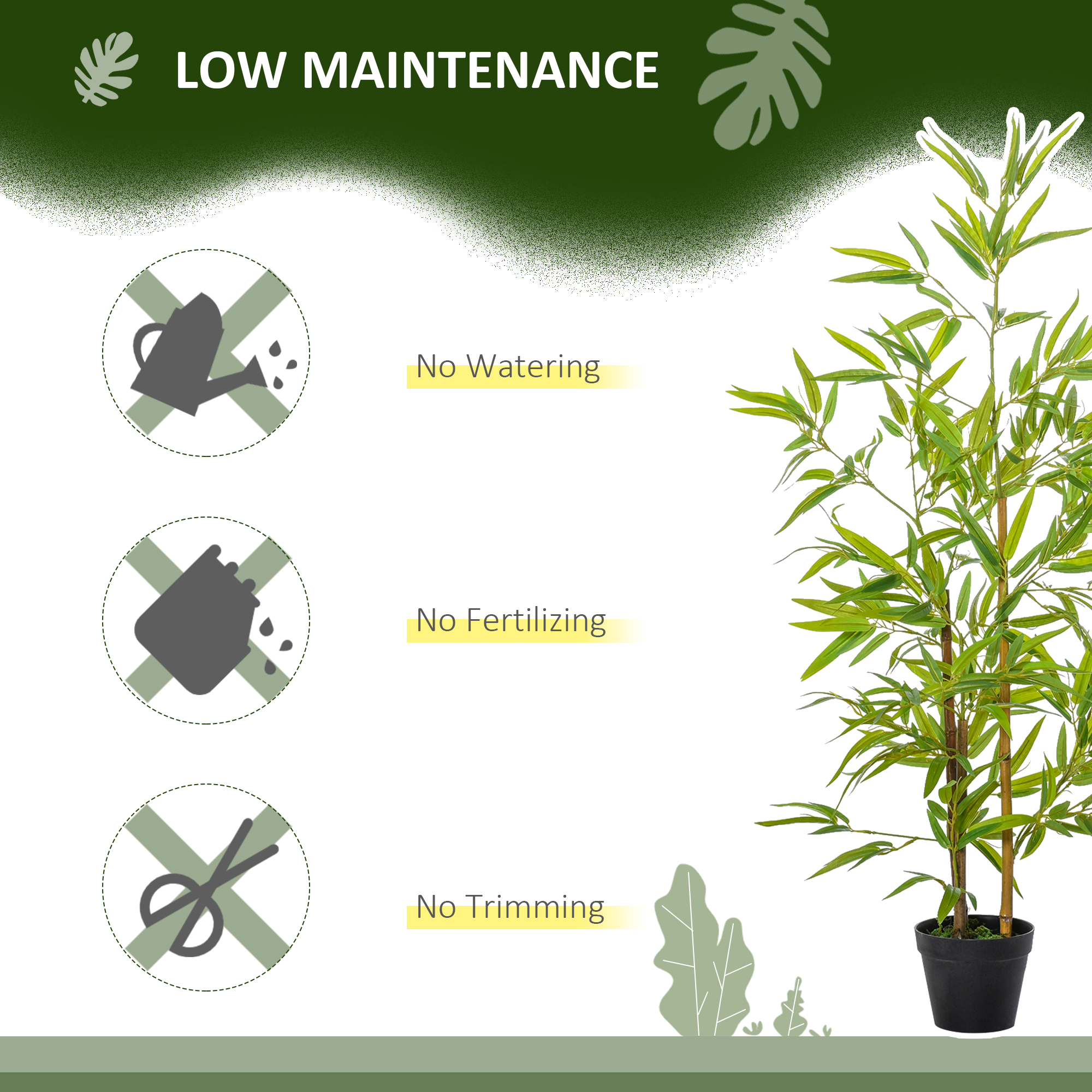 Artificial Bamboo Tree, 4ft Fake Tree with Realistic Leaf and Natural Trunk, Decorative Plant in Nursery - Image 4