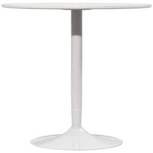 Modern Kitchen Table for 2 People, Round Dining Table with Steel Base for Living Room, Dining Room, White