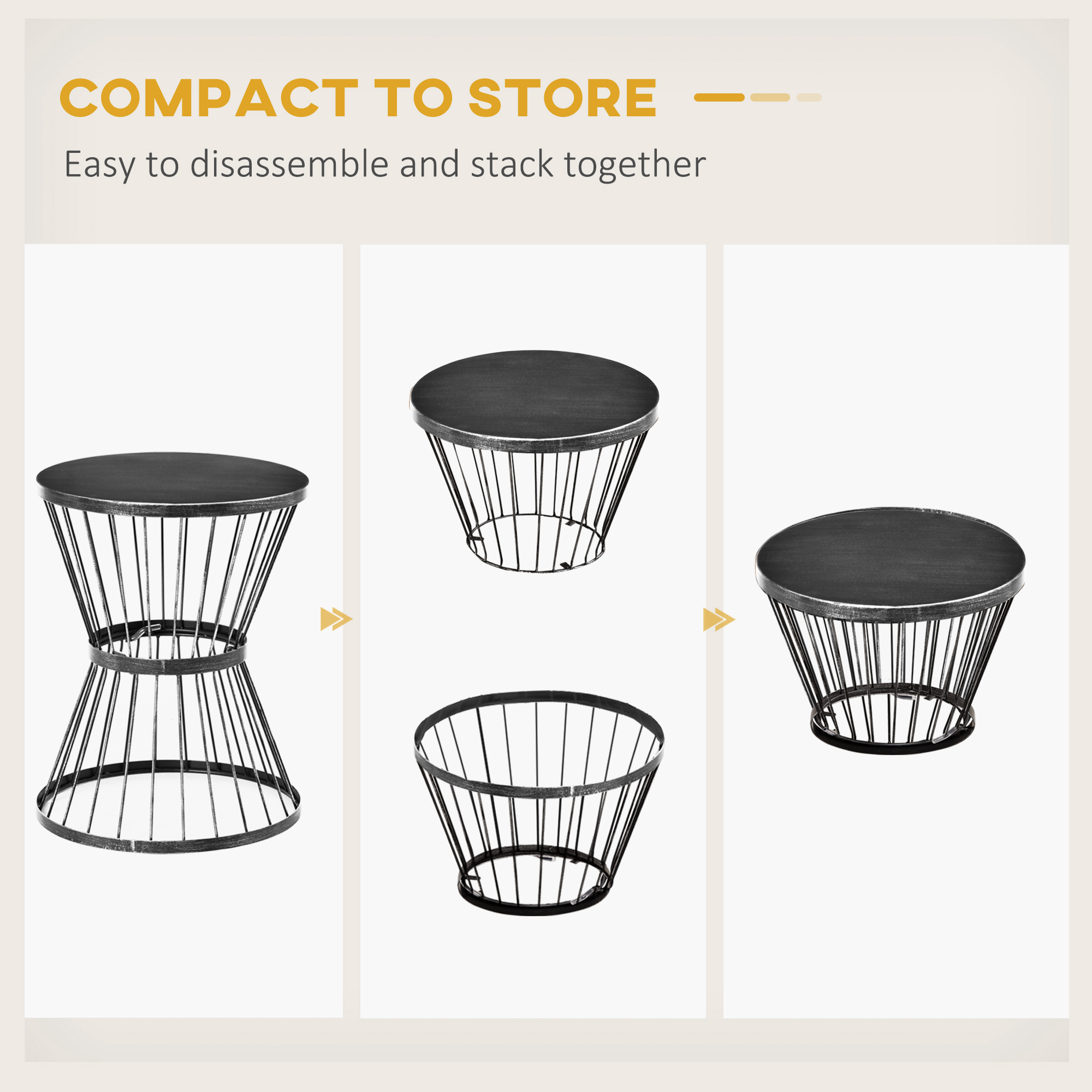 16" Steel Patio Side Table, Garden End Table with Hourglass Design, Accent Table for Outdoor and Indoor Use, Black - Image 3