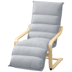Accent Chair, Velvet Upholstered Living Room Chair with Footrest, Wood Frame, Light Grey