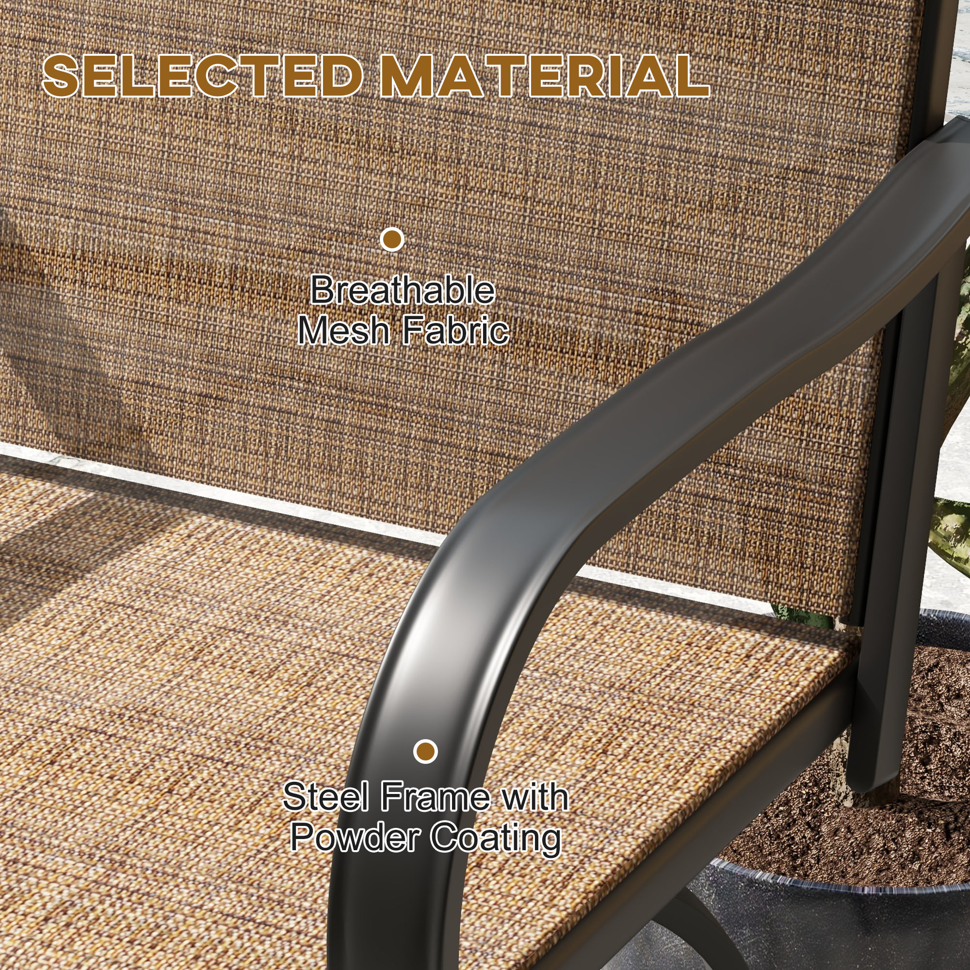 Outdoor Bar Stools Set of 2, 360° Swivel Bar Height Chairs, 26.8" x 29.5" x 48.4", Brown - Image 4