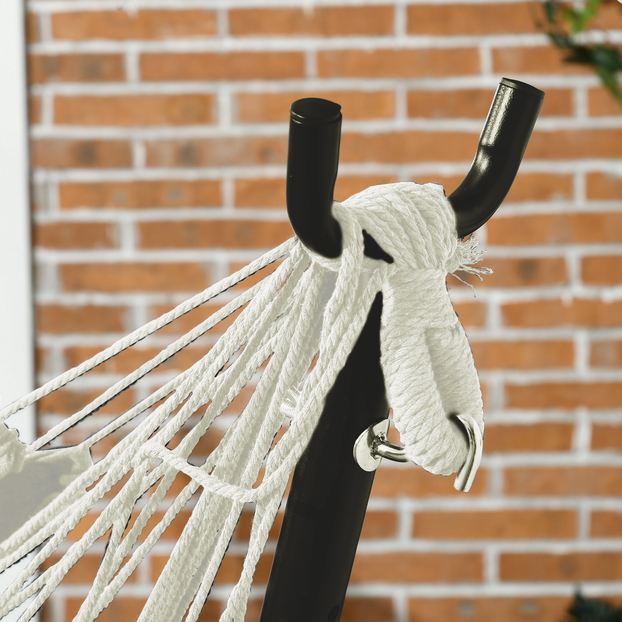 Patio Hammock Chair with Stand, Outdoor Hammock Swing Hanging Lounge Chair with Side Pocket and Headrest, Cream - Image 5