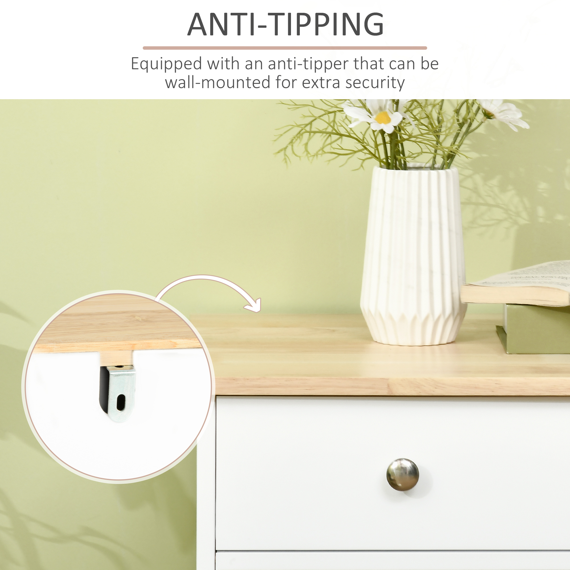 Modern Sideboard, Buffet Cabinet with Storage Cabinets, Drawers and Adjustable Shelves for Living Room, White - Image 5