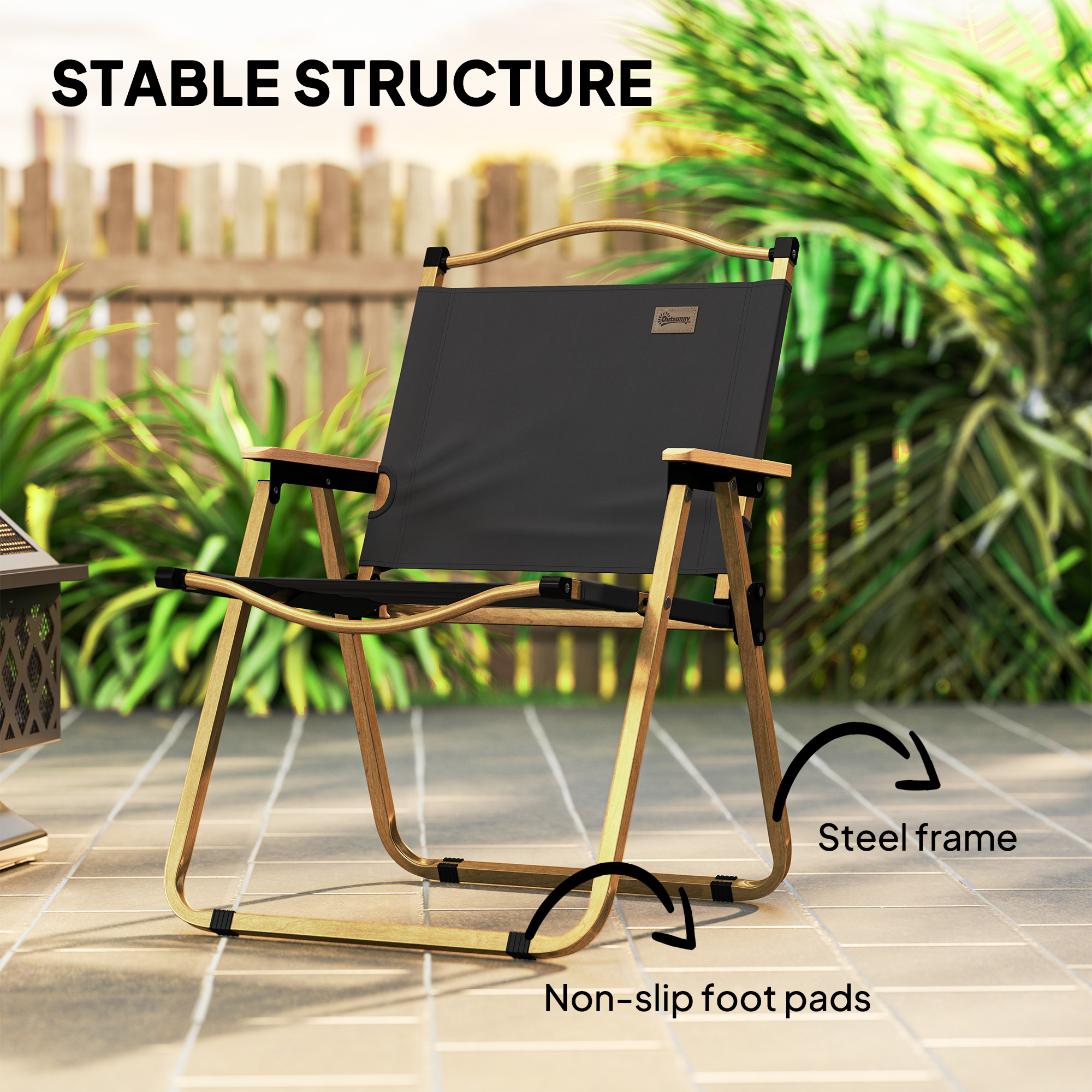 Camping Chair, Lightweight Folding Chair, Portable Armchair, Excellent for Festivals, Fishing, Dark Grey - Image 4