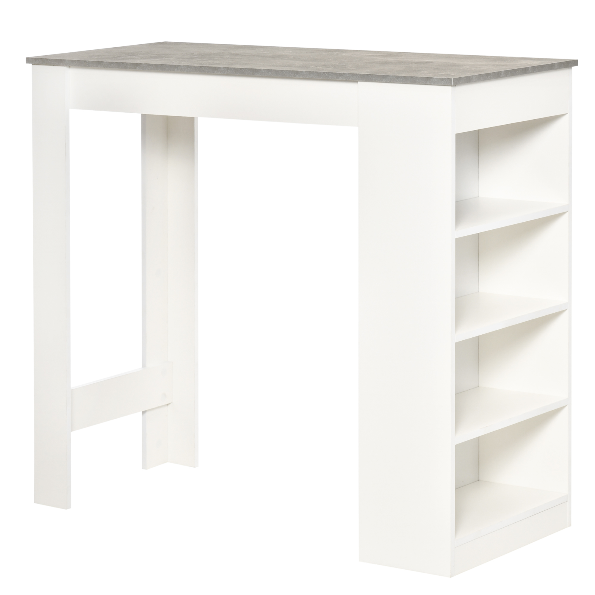 Bar Table, High Top Pub Table with 4 Storage Shelves, Modern Bar Height Table for Home Bar, Kitchen, Grey