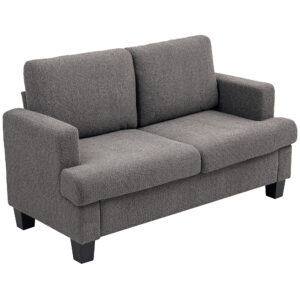54.3" Loveseat Sofa, 2 Seater Sofa with Removable Cushions, Small Couch with Solid Wood Frame for Living Room, Dark Grey
