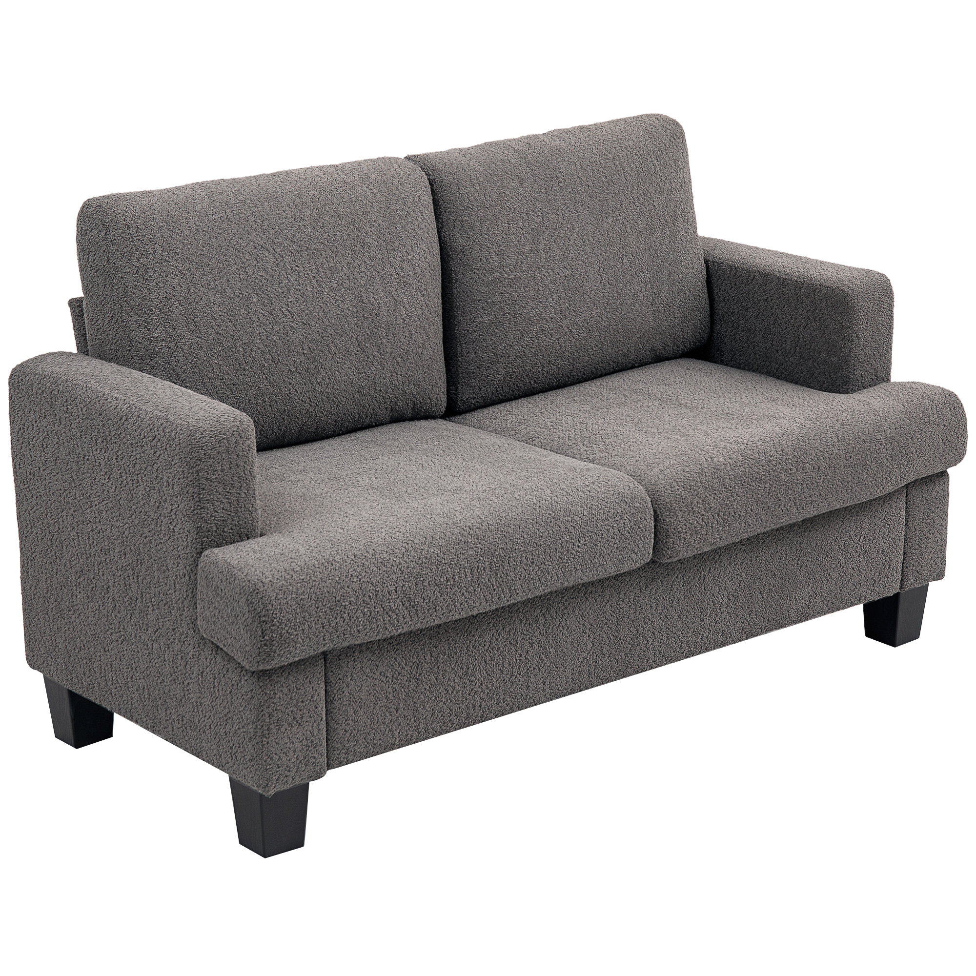 54.3" Loveseat Sofa, 2 Seater Sofa with Removable Cushions, Small Couch with Solid Wood Frame for Living Room, Dark Grey