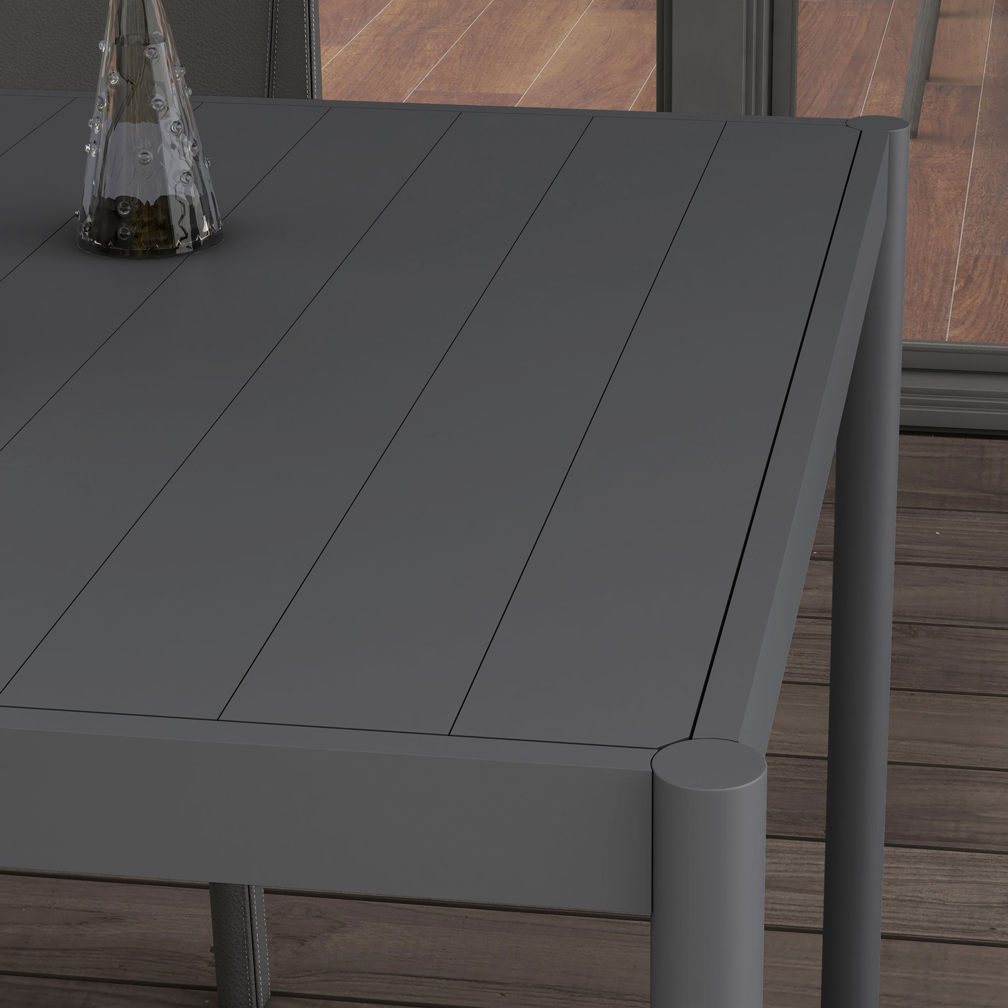 Outdoor Dining Table w/ Aluminium Frame, Garden Table, 57", Dark Grey - Image 5