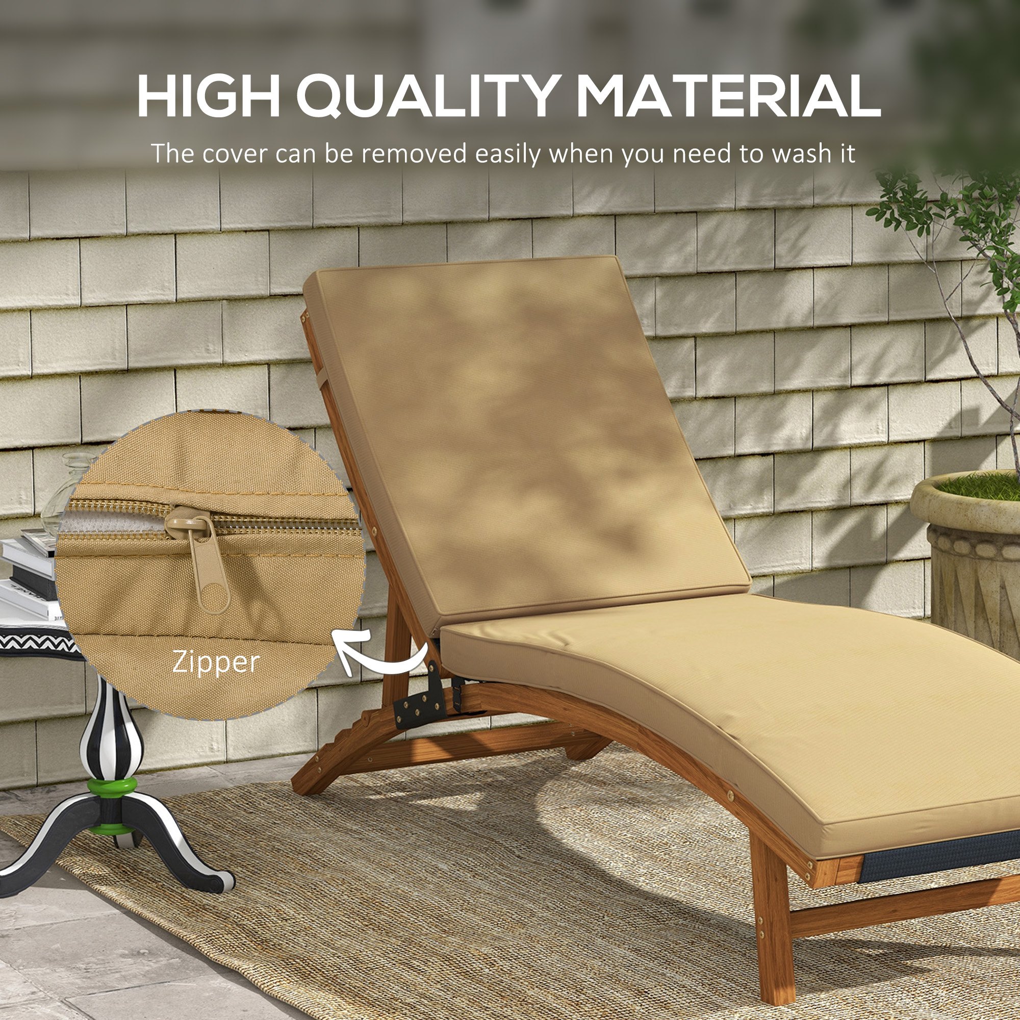 1-Piece Seat Cushion Replacement with Backrest for Lounge, Outdoor Patio Chair Cushions Set with Machine Washable Cover - Image 4