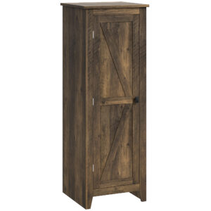 48" Farmhouse Kitchen Pantry Storage Cabinet with Barn Door, Kitchen Pantry Cabinet with Adjustable Shelves, Brown