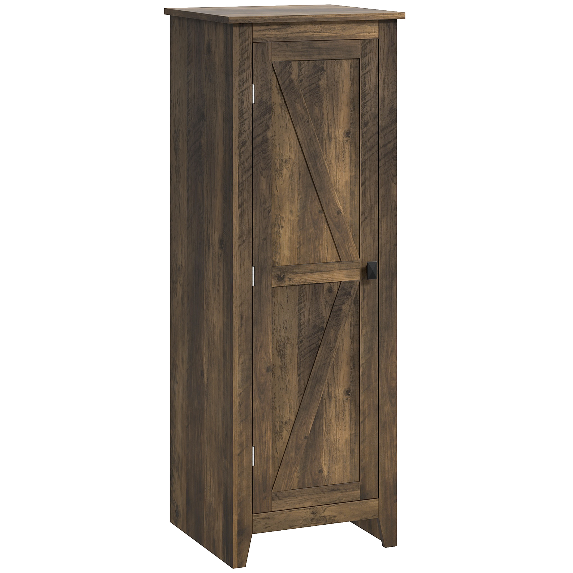 48" Farmhouse Kitchen Pantry Storage Cabinet with Barn Door, Kitchen Pantry Cabinet with Adjustable Shelves, Brown