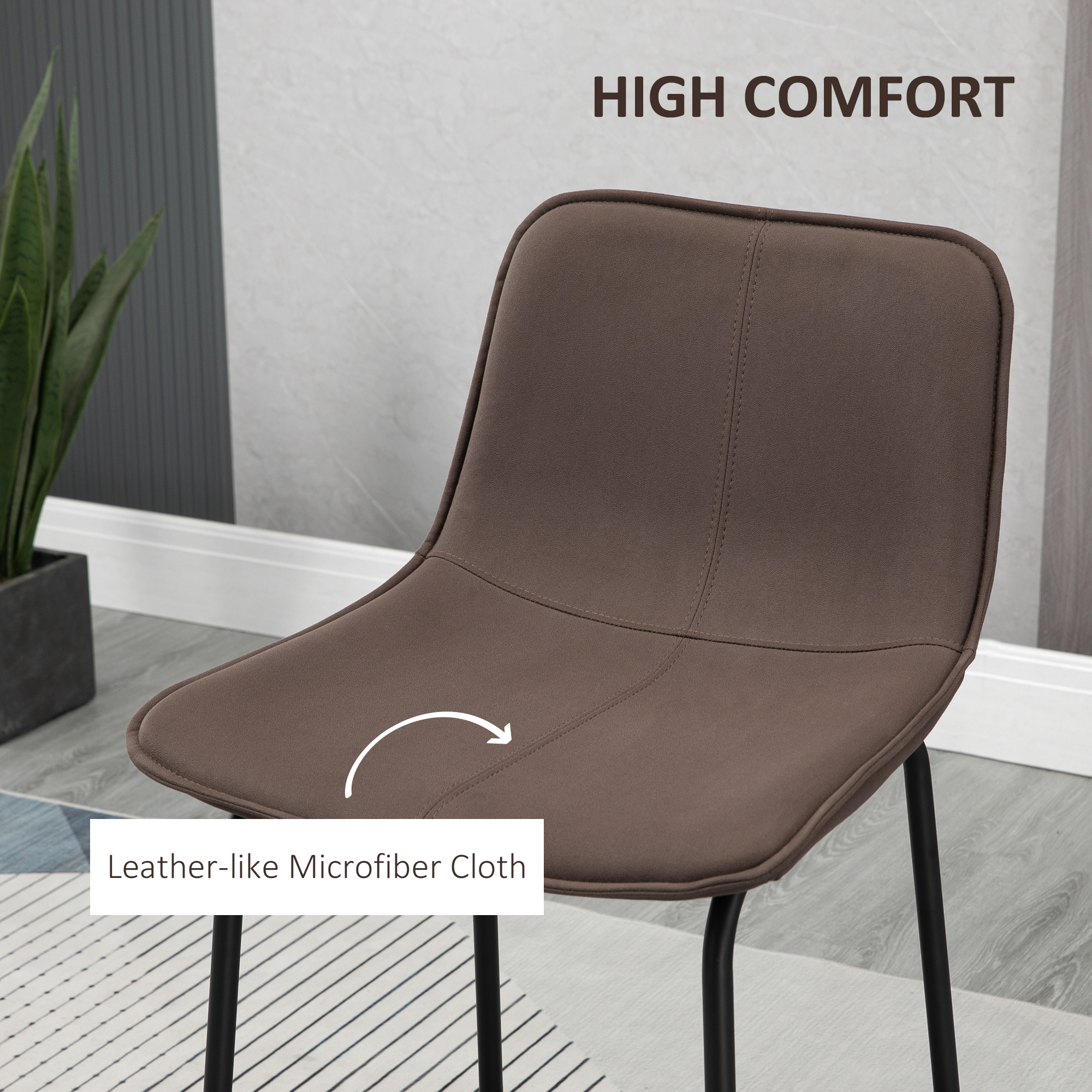 Bar Stools Set of 2, Upholstered Counter Height Bar Chairs, 26" (66 cm) Kitchen Stools with Steel Legs for Dining Area, Kitchen Aisle, Coffee - Image 3