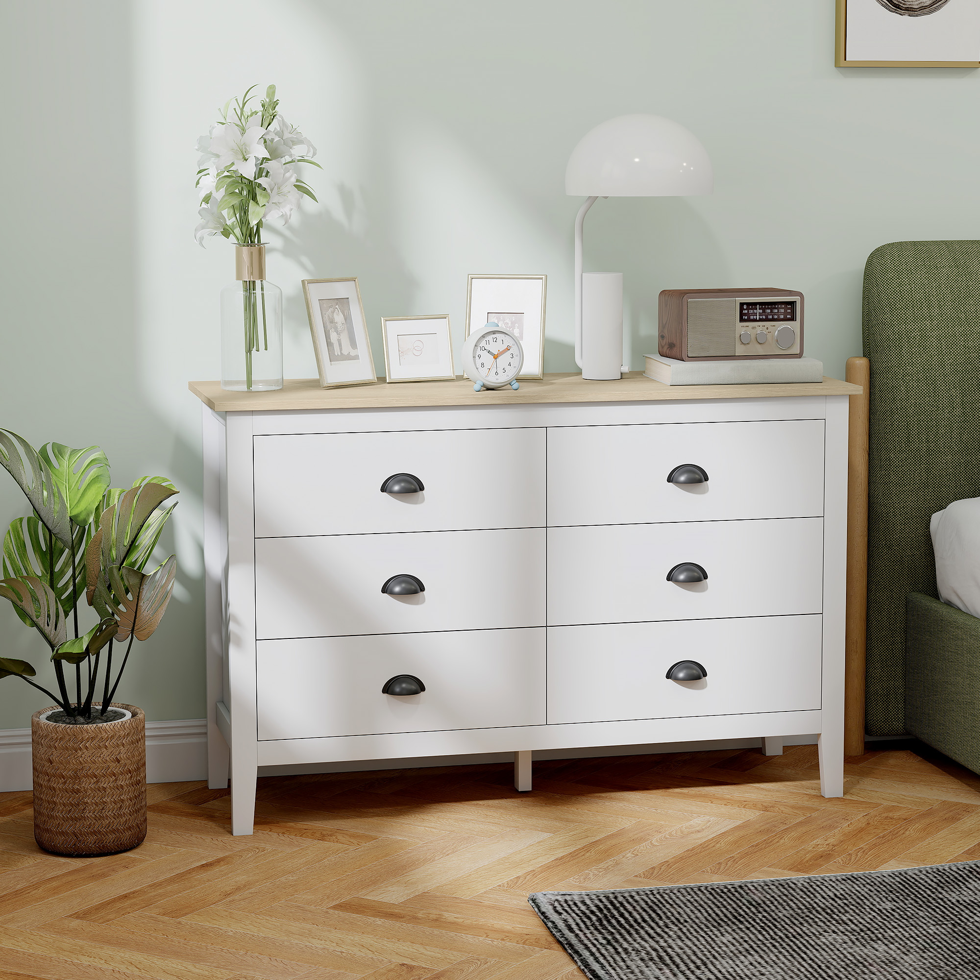 Chest of Drawers with Quiet Slides, Modern 6 Drawer Dresser for Bedroom, Closet, Living Room, Entryway, White - Image 6