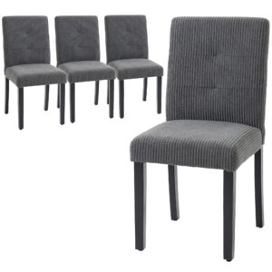Modern Dining Chairs Set of 4, Kitchen Chairs with Rubberwood Legs and Padded Seat, Dark Grey