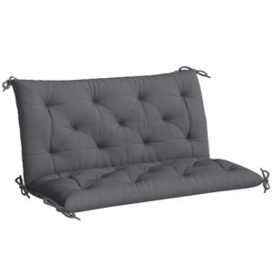 Porch Swing Cushion Garden Bench Cushion with Backrest, Non-Slip 2-seater Soft Pad, Swing Chair Mat Replacement for Indoor and Outdoor, 39.4" x 38.6", Dark Grey