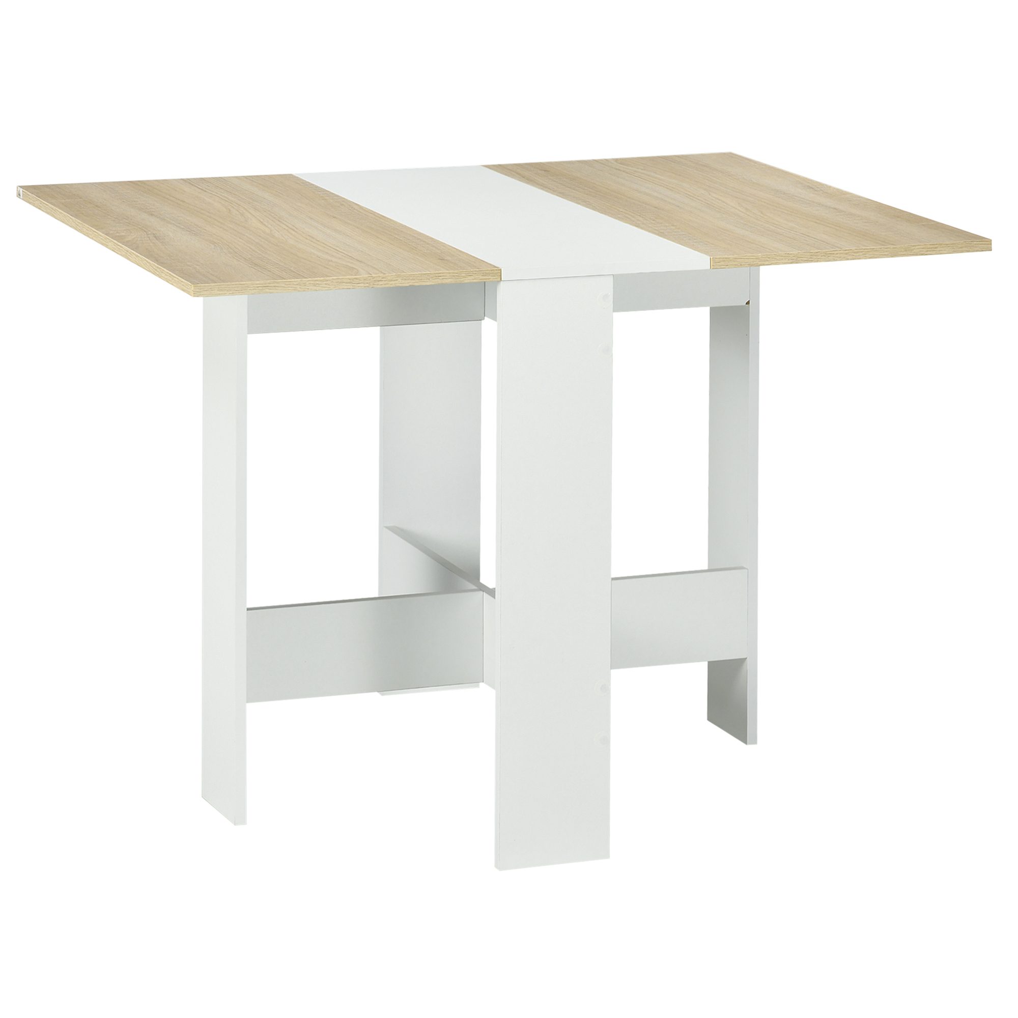 Drop Leaf Dining Table Wood Folding Table Multi-Use Side Table Dining Desk Space Saving Table, White/Oak