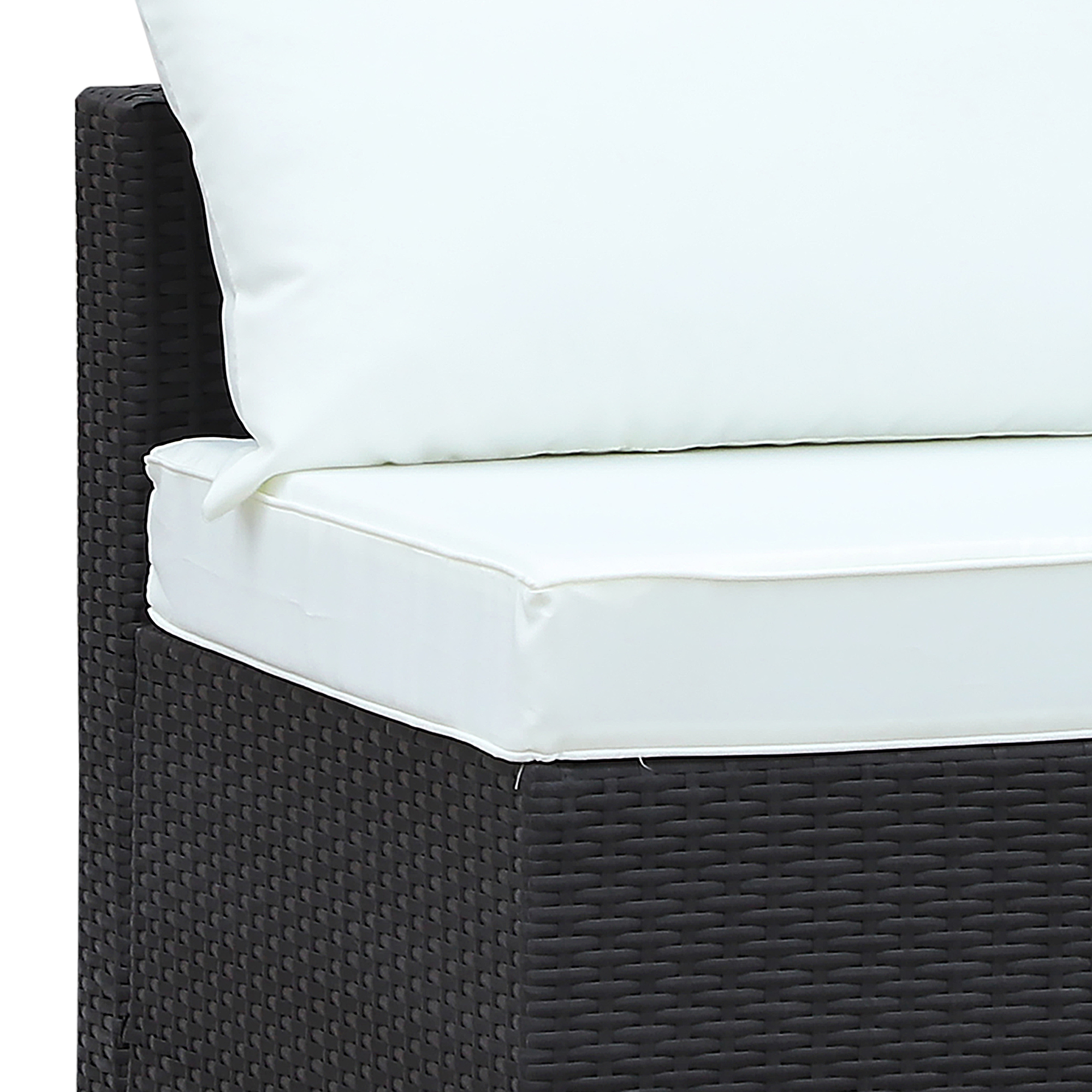 6 Piece Outdoor Wicker Furniture Set, Patio Cushioned Rattan Sofa Chair and Table, Cream White - Image 6