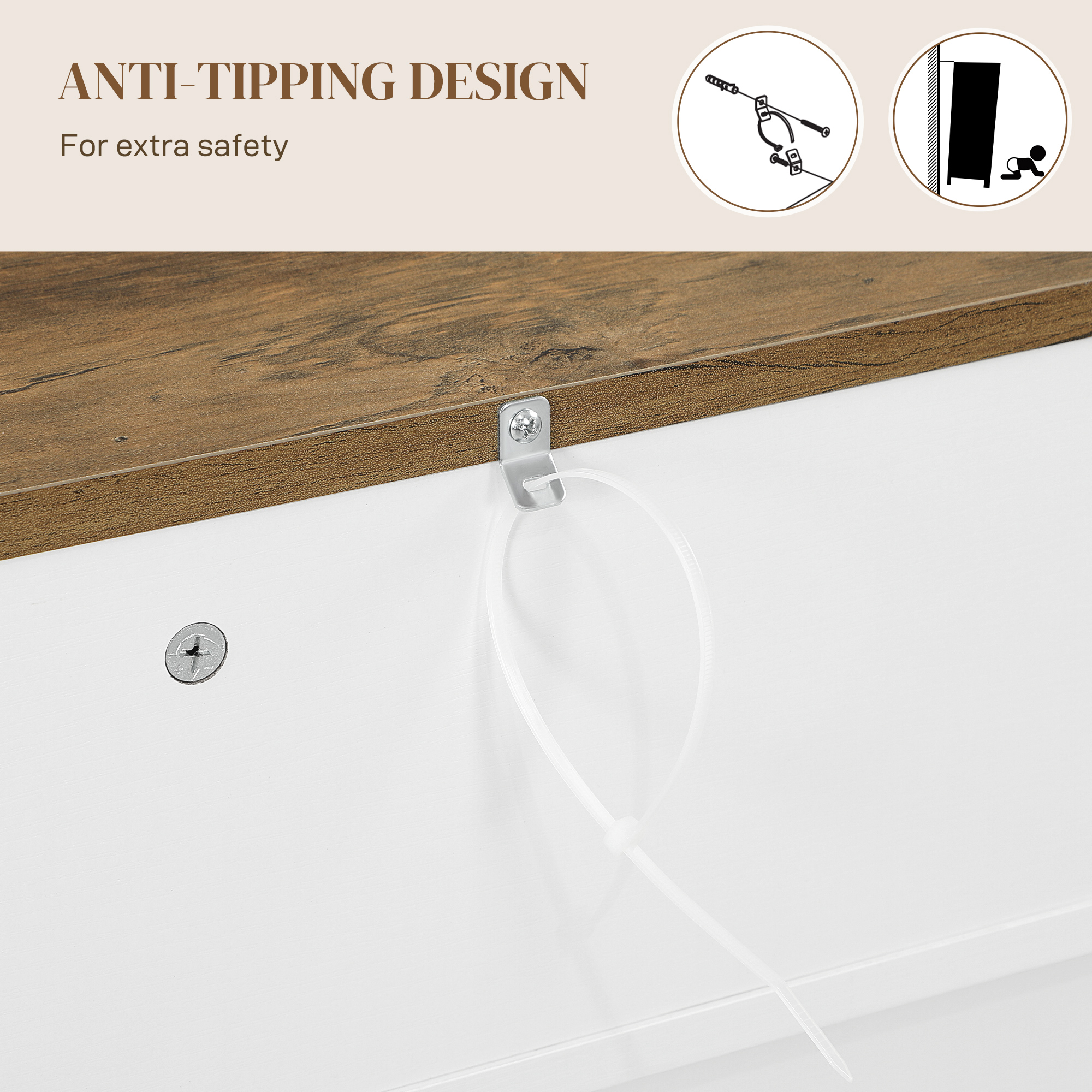 Sideboard, Buffet Cabinet with 4 Barn Doors and 3 Drawers, Coffee Bar Cabinet with Adjustable Shelves, White - Image 4