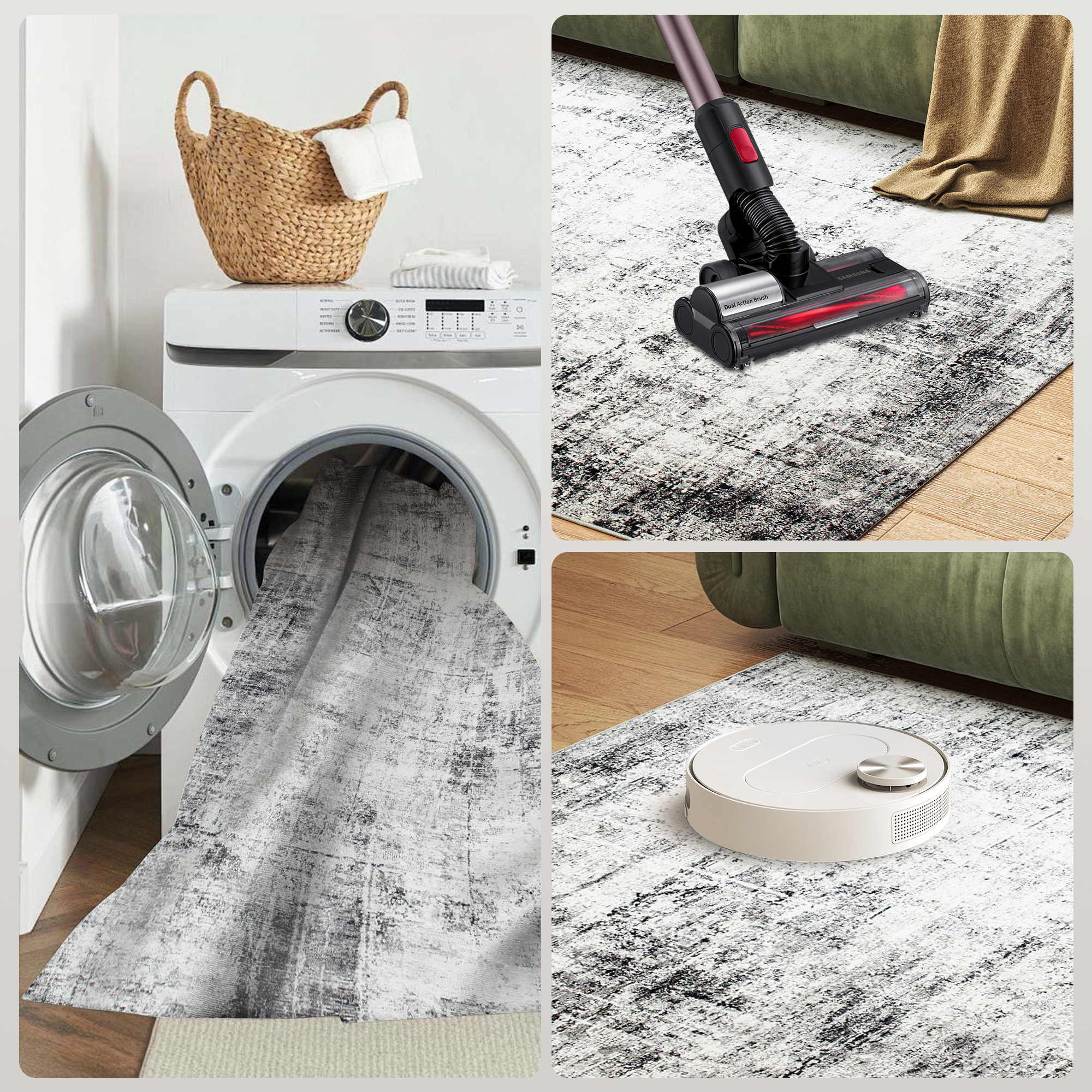 Area Rug for Living Room 5x7, Modern Abstract Machine Washable Rug, Non-Slip Carpet for Bedroom, Dining Room, Grey - Image 6