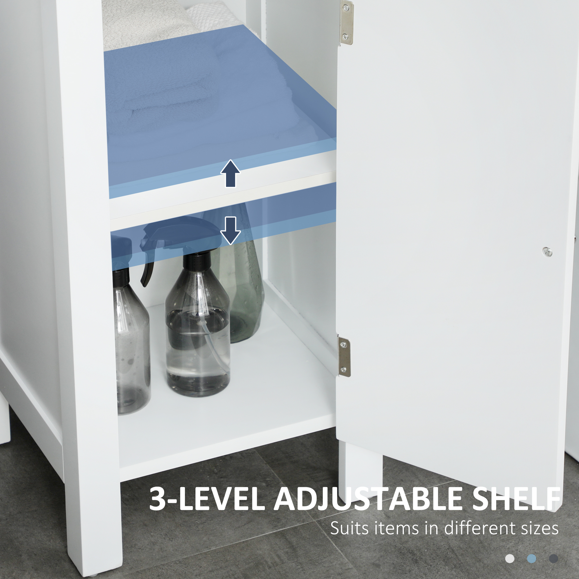 Bathroom Cabinet, Freestanding Linen Cabinet with Open Shelves, 13.8" x 11.8" x 62.4", White - Image 3