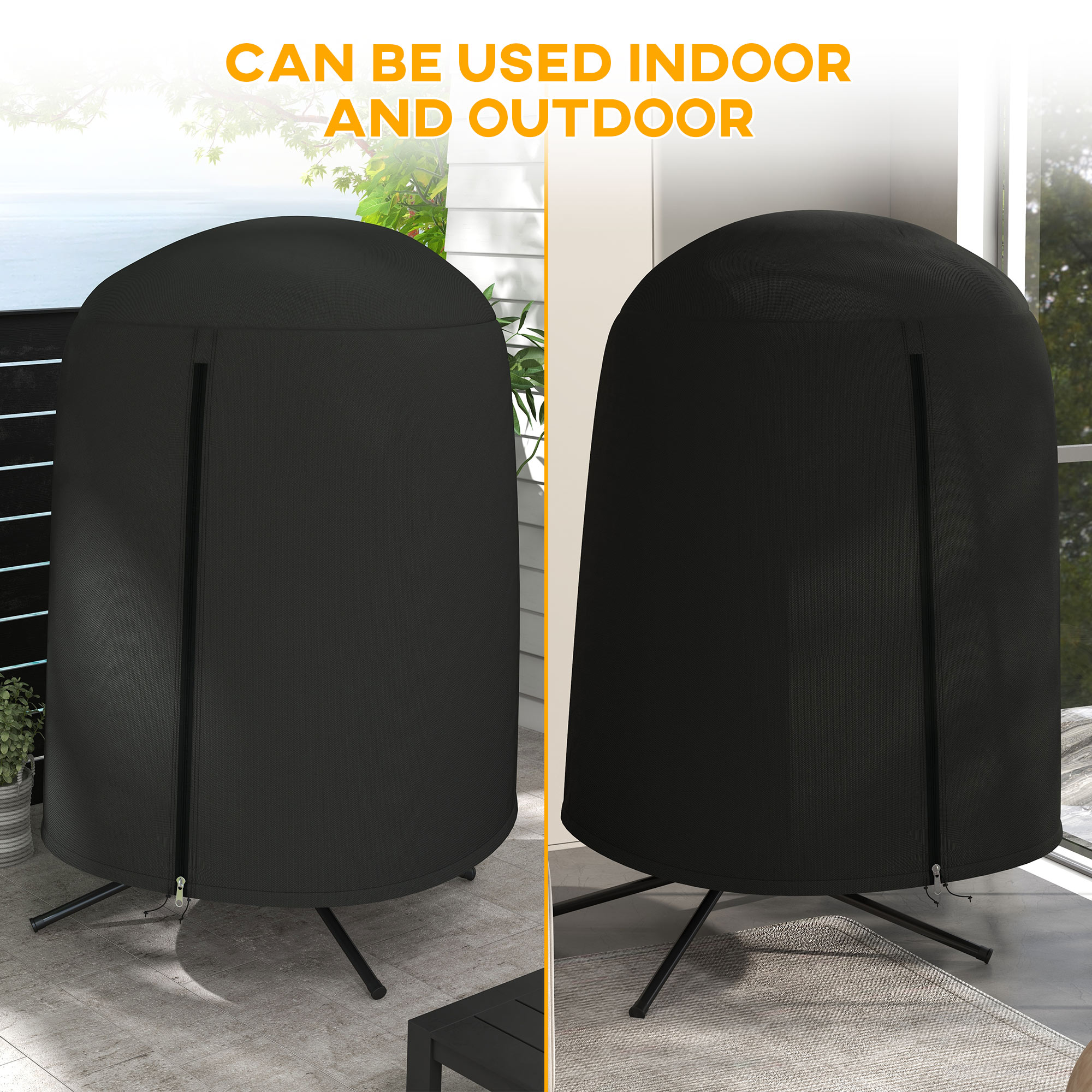 Egg Chair Cover, 420D Oxford Fabric Waterproof Anti-dust Furniture Protector for Φ50.4" x 74.8" H Stand, Black - Image 4