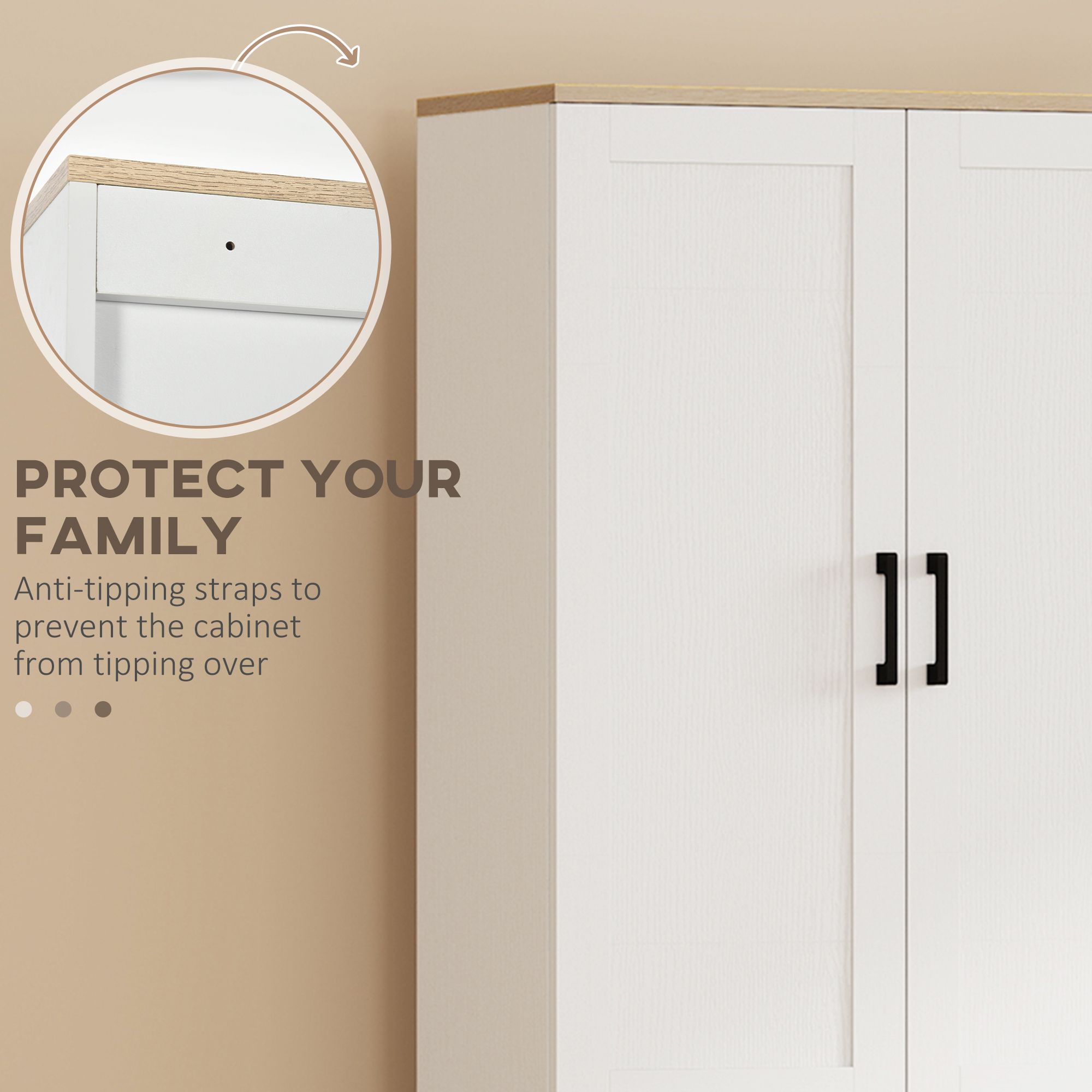 67" 4-Door Kitchen Pantry Cabinet, Freestanding Storage Cabinet Cupboard with Adjustable Shelves, White - Image 4
