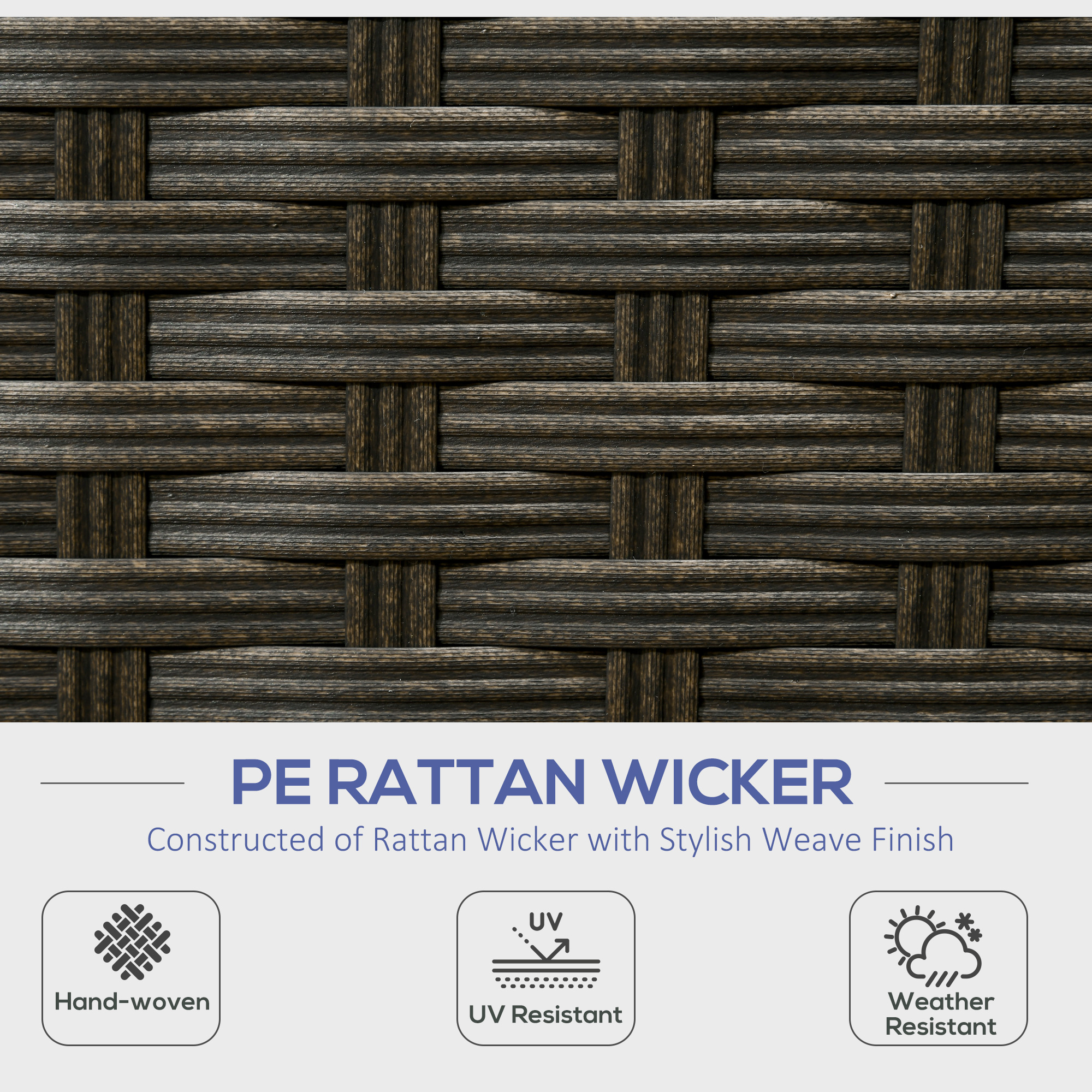 6 Pieces Outdoor Rattan Patio Furniture Set with Corner Sofa, Wood-Plastic Coffee Table, Navy Blue - Image 4